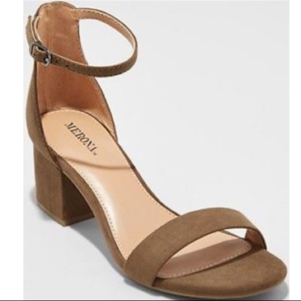 Olive Green Suede Block Heel Sandal